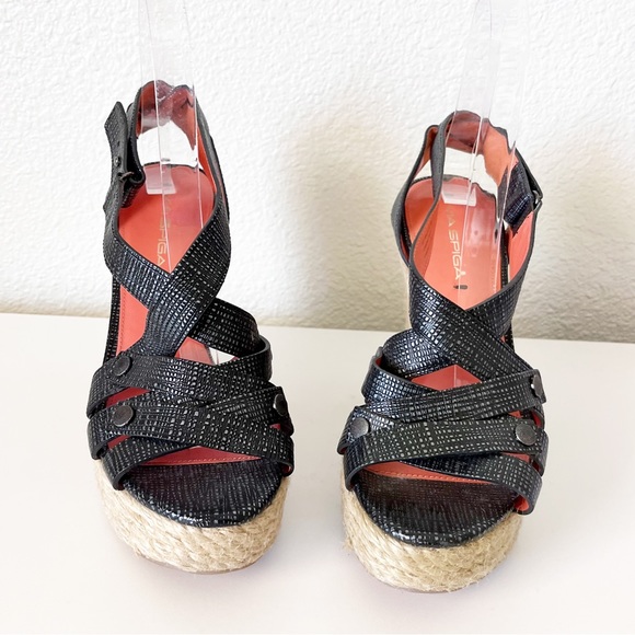 Via Spiga  Karla Black Espadrille Platform Wedges Size 8 - Picture 3 of 11